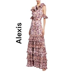NWOT ALEXIS Amonda Floral Pleated Tiered Long Dress size XS